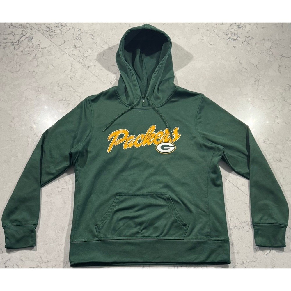 Green Bay Packers Hoodie Mens Large Green Fleece NFL Team Apparel Sweatshirt